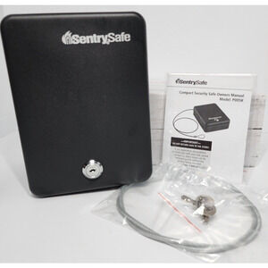 SentrySafe Compact w/ 2 Key Lock, Tethering Cable Gray on Gray Color, New in Box